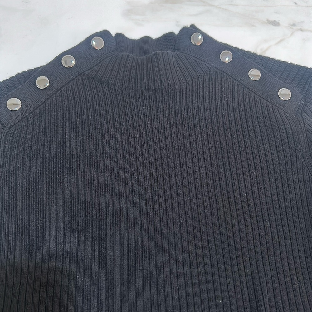 TALBOT LONG SLEEVE SUETER WOMEN SIZE M BLACK SHOULDER SNAP - Picture 4 of 9